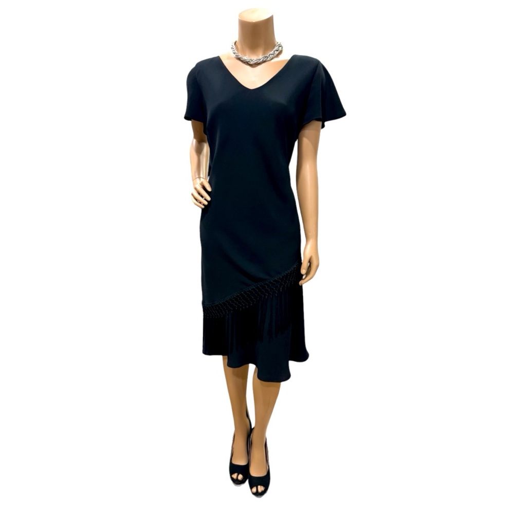 Fabulous black dress trimmed with a fringe layer 🛍️✨😊💕